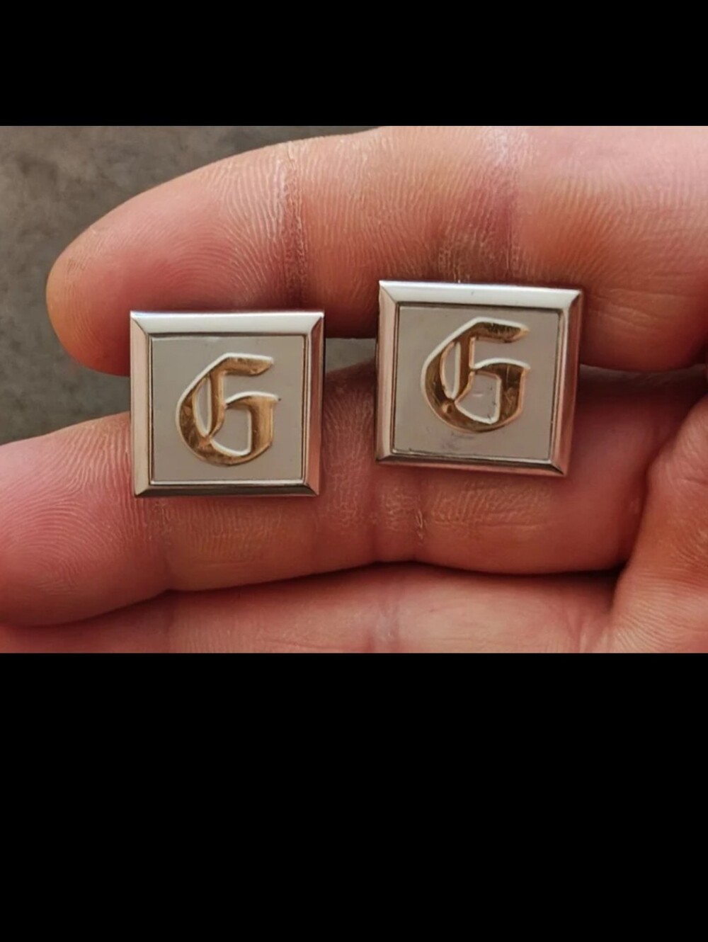 1950s/60s Swank Monogram Initial "G" Silver Tone Cufflinks